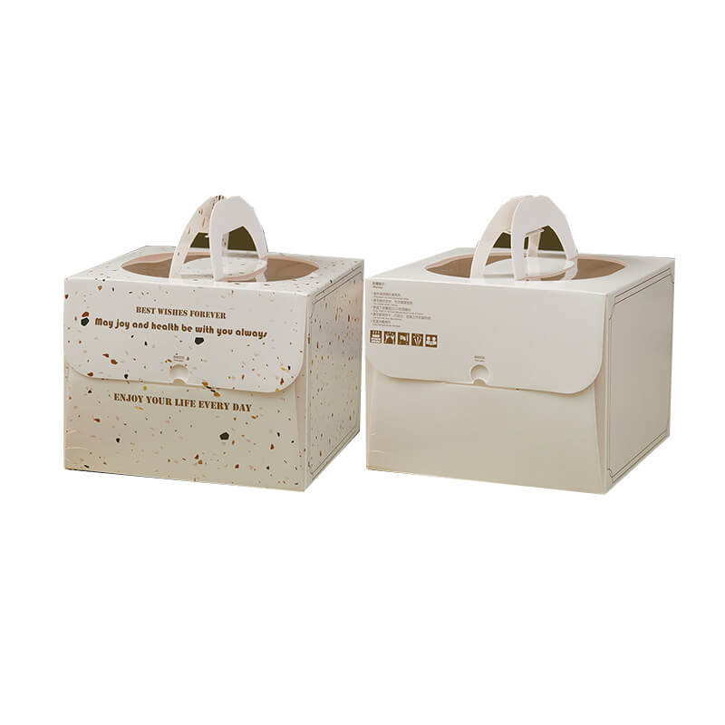 Elegant wedding cake box with gold foil stamping and delicate design | Hug Packaging
