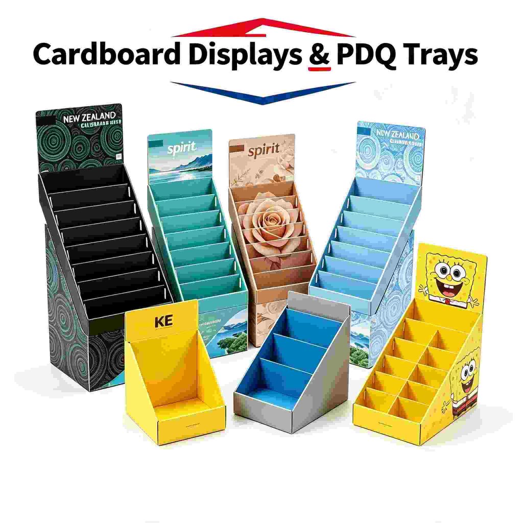 Custom Cardboard Displays & PDQ Trays, Retail Point‑of‑Sale Corrugated Display Trays For Store Shelf Merchandising