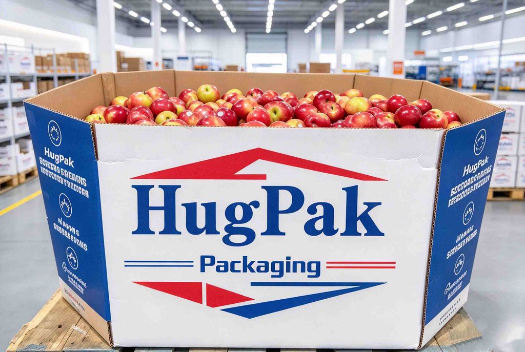 Large cardboard carton box for retail fruit used in supermarket