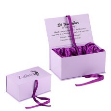 Purple Hair Extension Packaging Cardboard Magnet Gift Boxes With Ribbon (5)