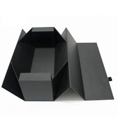Black Rigid Cardboard Folding Red Wine Packaging Shipping Gift Box
