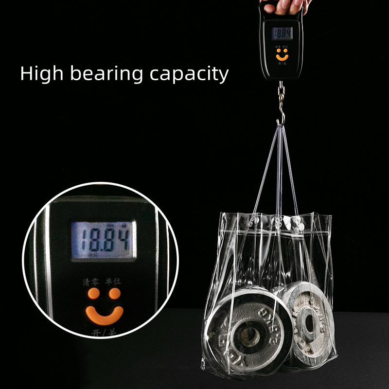 Clear PET bag with flexible plastic handle and custom printing | Hug Packaging