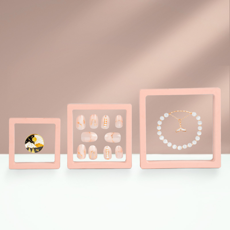 Simple square gift box with wooden frame and acrylic lid for jewelry, necklaces, earrings and small accessories | Hug Packaging