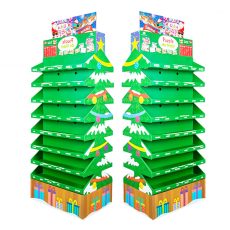 Customized paper corrugated cardboard Christmas tree patterns display shelf