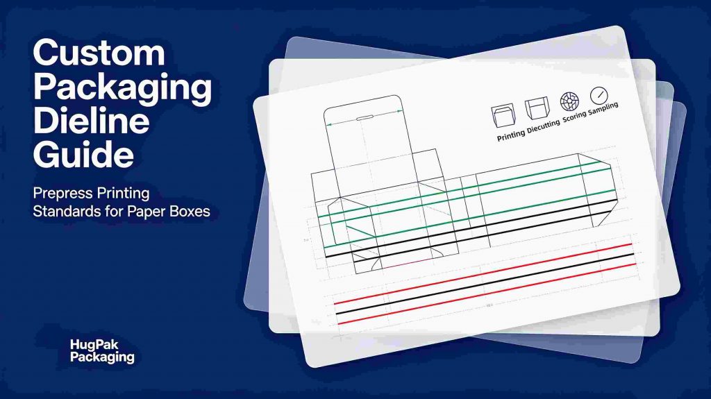 Packaging dieline guide, dieline template and prepress printing standards for custom paper boxes - HugPak Packaging